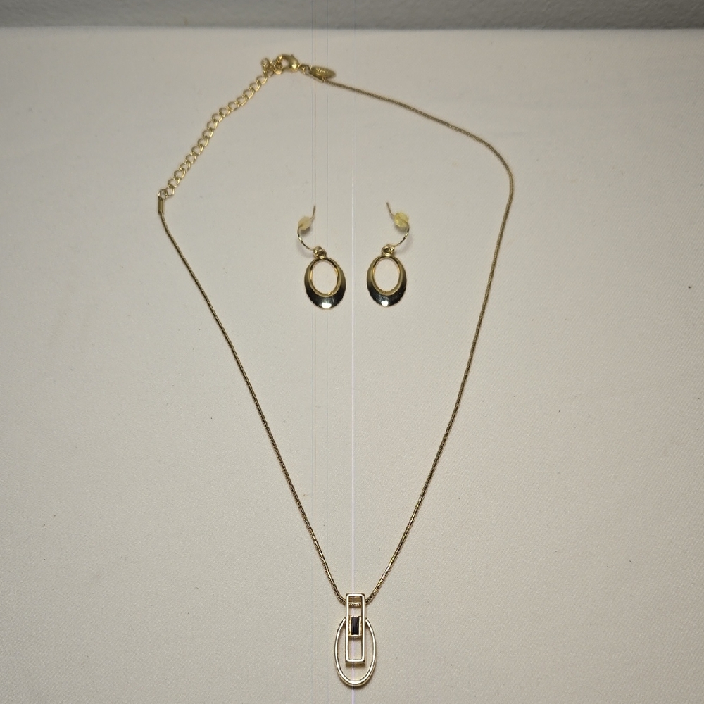 Lia Sophia Gold Necklace and Earring Set